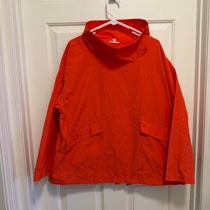 Eileen Fisher Pullover Jacket Womens Orange Red Popover Funnel Collar Size XL